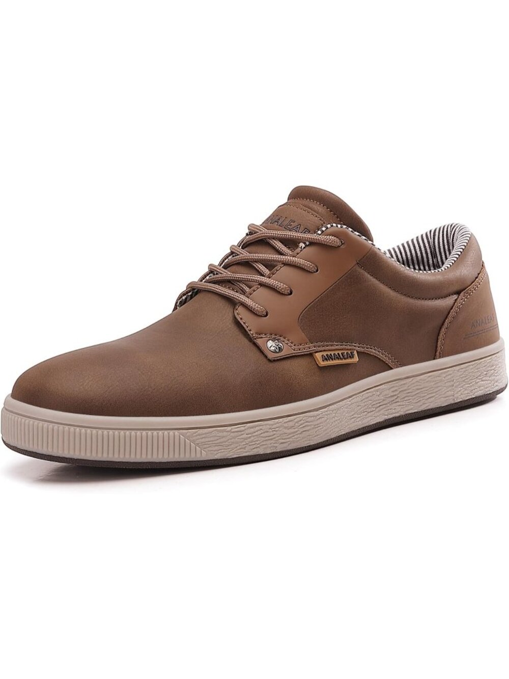 Men's Brown Round Toe Lace Up Breathable Mesh Oxford Fashion Sneakers Shoes